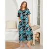 imageEkouaer Women Robes Zipper Front Short Sleeve Full Length Housecoat with Pockets Loungewear S4XLBlack Leaf