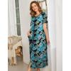 imageEkouaer Women Robes Zipper Front Short Sleeve Full Length Housecoat with Pockets Loungewear S4XLBlack Leaf