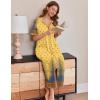 imageEkouaer Women Robes Zipper Front Short Sleeve Full Length Housecoat with Pockets Loungewear S4XLBlack Leaves