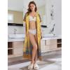 imageEkouaer Women Robes Zipper Front Short Sleeve Full Length Housecoat with Pockets Loungewear S4XLBlack Leaves