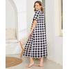 imageEkouaer Women Robes Zipper Front Short Sleeve Full Length Housecoat with Pockets Loungewear S4XLBlack Plaid