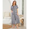imageEkouaer Women Robes Zipper Front Short Sleeve Full Length Housecoat with Pockets Loungewear S4XLBlack Plaid