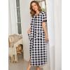 imageEkouaer Women Robes Zipper Front Short Sleeve Full Length Housecoat with Pockets Loungewear S4XLBlack Plaid