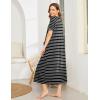 imageEkouaer Women Robes Zipper Front Short Sleeve Full Length Housecoat with Pockets Loungewear S4XLBlack Stripes