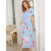 imageEkouaer Women Robes Zipper Front Short Sleeve Full Length Housecoat with Pockets Loungewear S4XLBlue Fower