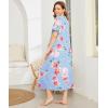 imageEkouaer Women Robes Zipper Front Short Sleeve Full Length Housecoat with Pockets Loungewear S4XLBlue Fower