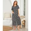 imageEkouaer Women Robes Zipper Front Short Sleeve Full Length Housecoat with Pockets Loungewear S4XLGray Leopard