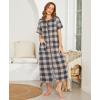 imageEkouaer Women Robes Zipper Front Short Sleeve Full Length Housecoat with Pockets Loungewear S4XLGray Plaid