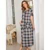 imageEkouaer Women Robes Zipper Front Short Sleeve Full Length Housecoat with Pockets Loungewear S4XLGray Plaid