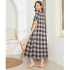 imageEkouaer Women Robes Zipper Front Short Sleeve Full Length Housecoat with Pockets Loungewear S4XLGray Plaid