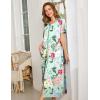 imageEkouaer Women Robes Zipper Front Short Sleeve Full Length Housecoat with Pockets Loungewear S4XLGreen Flower