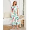 imageEkouaer Women Robes Zipper Front Short Sleeve Full Length Housecoat with Pockets Loungewear S4XLGreen Flower