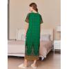 imageEkouaer Women Robes Zipper Front Short Sleeve Full Length Housecoat with Pockets Loungewear S4XLGreen Leaves