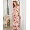 imageEkouaer Women Robes Zipper Front Short Sleeve Full Length Housecoat with Pockets Loungewear S4XLPink Fower