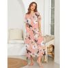 imageEkouaer Women Robes Zipper Front Short Sleeve Full Length Housecoat with Pockets Loungewear S4XLPink Fower