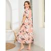 imageEkouaer Women Robes Zipper Front Short Sleeve Full Length Housecoat with Pockets Loungewear S4XLPink Fower