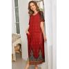 imageEkouaer Women Robes Zipper Front Short Sleeve Full Length Housecoat with Pockets Loungewear S4XLRed Flower