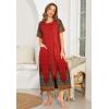 imageEkouaer Women Robes Zipper Front Short Sleeve Full Length Housecoat with Pockets Loungewear S4XLRed Flower