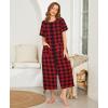 imageEkouaer Women Robes Zipper Front Short Sleeve Full Length Housecoat with Pockets Loungewear S4XLRed Plaid
