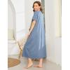 imageEkouaer Women Robes Zipper Front Short Sleeve Full Length Housecoat with Pockets Loungewear S4XLSteel Blue