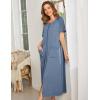 imageEkouaer Women Robes Zipper Front Short Sleeve Full Length Housecoat with Pockets Loungewear S4XLSteel Blue
