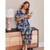 imageEkouaer Women Robes Zipper Front Short Sleeve Full Length Housecoat with Pockets Loungewear S4XLYellow Flower  Blue