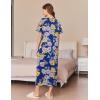 imageEkouaer Women Robes Zipper Front Short Sleeve Full Length Housecoat with Pockets Loungewear S4XLYellow Flower  Blue