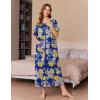 imageEkouaer Women Robes Zipper Front Short Sleeve Full Length Housecoat with Pockets Loungewear S4XLYellow Flower  Blue