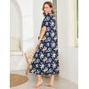 imageEkouaer Women Robes Zipper Front Short Sleeve Full Length Housecoat with Pockets Loungewear S4XLYellow Flower