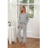 imageEkouaer Womens 2 Pack Pajama Set Long Sleeve Pajamas Top and Pants V Neck Pjs Set Soft Loungewear with PocketsArmy Green  Light Grey