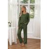 imageEkouaer Womens 2 Pack Pajama Set Long Sleeve Pajamas Top and Pants V Neck Pjs Set Soft Loungewear with PocketsArmy Green  Light Grey
