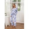 imageEkouaer Womens 2 Pack Pajama Set Long Sleeve Pajamas Top and Pants V Neck Pjs Set Soft Loungewear with PocketsBlack Flower  White Flower