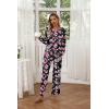 imageEkouaer Womens 2 Pack Pajama Set Long Sleeve Pajamas Top and Pants V Neck Pjs Set Soft Loungewear with PocketsBlack Flower  White Flower