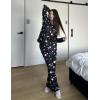 imageEkouaer Womens 2 Pack Pajama Set Long Sleeve Pajamas Top and Pants V Neck Pjs Set Soft Loungewear with PocketsBlack Star  Black