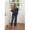 imageEkouaer Womens 2 Pack Pajama Set Long Sleeve Pajamas Top and Pants V Neck Pjs Set Soft Loungewear with PocketsBlack Star  Black