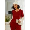 imageEkouaer Womens 2 Pack Pajama Set Long Sleeve Pajamas Top and Pants V Neck Pjs Set Soft Loungewear with PocketsBlack wine Red