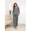 imageEkouaer Womens 2 Pack Pajama Set Long Sleeve Pajamas Top and Pants V Neck Pjs Set Soft Loungewear with PocketsDark Gray  Green