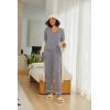 imageEkouaer Womens 2 Pack Pajama Set Long Sleeve Pajamas Top and Pants V Neck Pjs Set Soft Loungewear with PocketsDark Khaki mix Grey