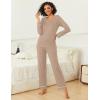 imageEkouaer Womens 2 Pack Pajama Set Long Sleeve Pajamas Top and Pants V Neck Pjs Set Soft Loungewear with PocketsDark Khaki navy Army