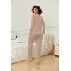 imageEkouaer Womens 2 Pack Pajama Set Long Sleeve Pajamas Top and Pants V Neck Pjs Set Soft Loungewear with PocketsDark Khaki navy Army