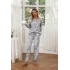 imageEkouaer Womens 2 Pack Pajama Set Long Sleeve Pajamas Top and Pants V Neck Pjs Set Soft Loungewear with PocketsGray Star  White Geometric Patterns