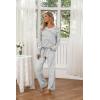 imageEkouaer Womens 2 Pack Pajama Set Long Sleeve Pajamas Top and Pants V Neck Pjs Set Soft Loungewear with PocketsGray Tiedye  White Strip