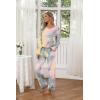 imageEkouaer Womens 2 Pack Pajama Set Long Sleeve Pajamas Top and Pants V Neck Pjs Set Soft Loungewear with PocketsGray Tiedye  White Strip