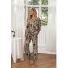 imageEkouaer Womens 2 Pack Pajama Set Long Sleeve Pajamas Top and Pants V Neck Pjs Set Soft Loungewear with PocketsLeopard grey Star