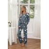imageEkouaer Womens 2 Pack Pajama Set Long Sleeve Pajamas Top and Pants V Neck Pjs Set Soft Loungewear with PocketsLeopard grey Star