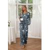 imageEkouaer Womens 2 Pack Pajama Set Long Sleeve Pajamas Top and Pants V Neck Pjs Set Soft Loungewear with PocketsLeopard grey Star