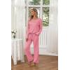 imageEkouaer Womens 2 Pack Pajama Set Long Sleeve Pajamas Top and Pants V Neck Pjs Set Soft Loungewear with PocketsLight Blue Star  Pink