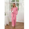 imageEkouaer Womens 2 Pack Pajama Set Long Sleeve Pajamas Top and Pants V Neck Pjs Set Soft Loungewear with PocketsLight Blue Star  Pink