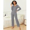imageEkouaer Womens 2 Pack Pajama Set Long Sleeve Pajamas Top and Pants V Neck Pjs Set Soft Loungewear with PocketsLight Gray mix Grey