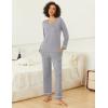 imageEkouaer Womens 2 Pack Pajama Set Long Sleeve Pajamas Top and Pants V Neck Pjs Set Soft Loungewear with PocketsLight Gray mix Grey